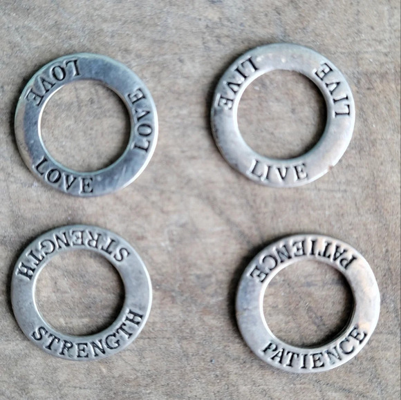 Four Silver Circle  Charms - Picture 2 of 4